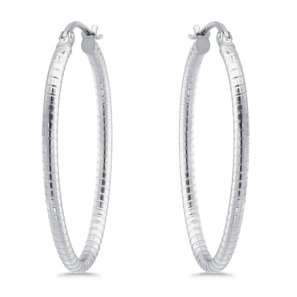 Designs by FMC 3mmx30mm Polish Oval Click-Top Hoop Earrings - image 