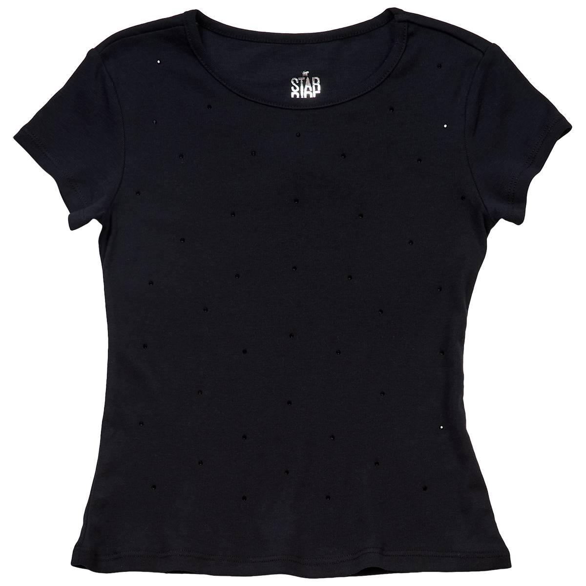 Girls (7-16) Star Ride® Short Sleeve Rhinestone Tee - Black
