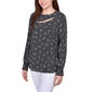 Petites NY Collection Heart Dot Long Sleeve Cut-Out Blouse - image 1