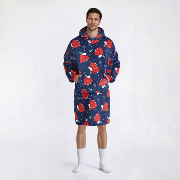 Mens Peanuts&#40;tm&#41; Snoopy Puffer Snowflake Pajama Hoodie - image 