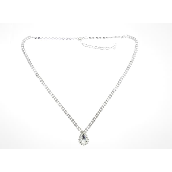 Rosa Rhinestones Framed Frontal Teardrop Necklace - image 