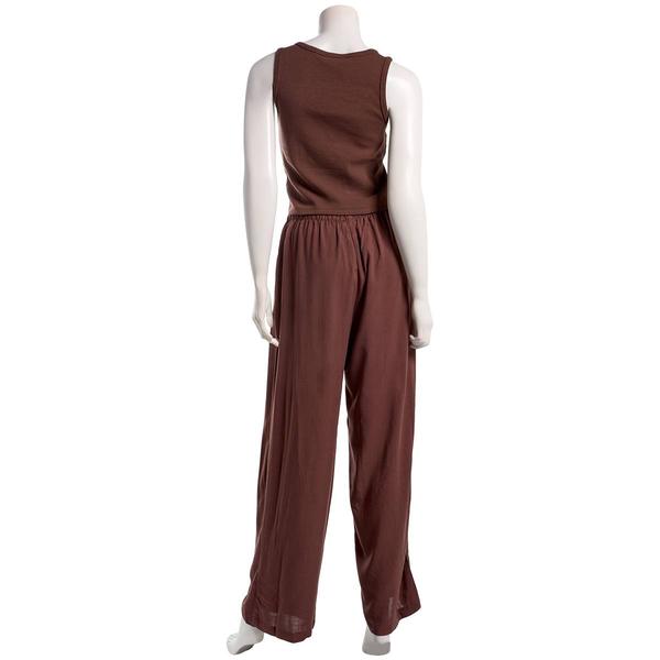 Juniors Hunter & Brown Knit Scoop Tank With Linen Blend Pants Set