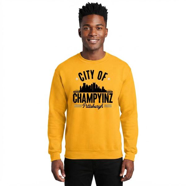 Mens Tailgate Pittsburgh Football Champyinz Crew Neck Sweatshirt - image 