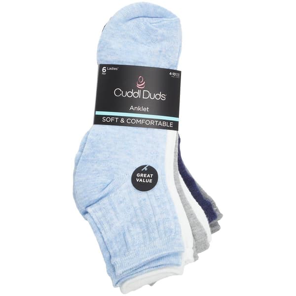 Womens Cuddl Duds(R) 6pk. Textured Ankle Socks - image 