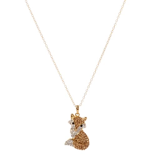 Yellow Gold Plated Multi Color Crystal Fox Pendant - image 