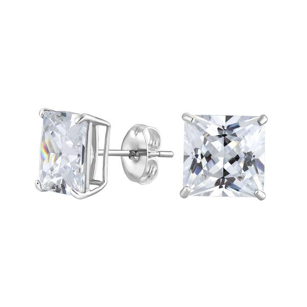 Candela 14kt. White Gold Square Cubic Zirconia Stud Earrings - image 