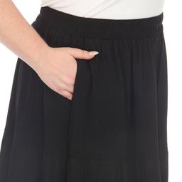 Plus Size White Mark Pleated Tiered Maxi Skirt