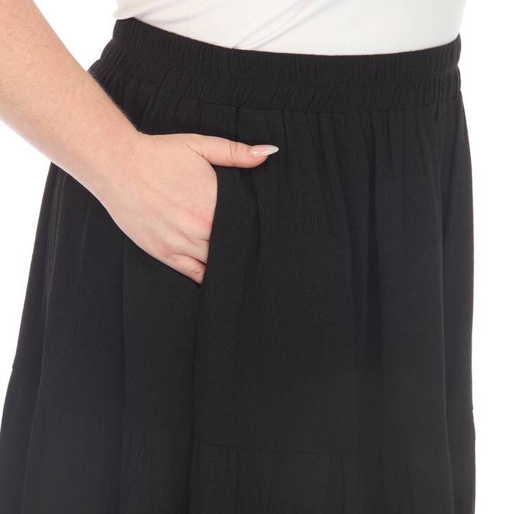 Plus Size White Mark Pleated Tiered Maxi Skirt