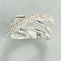 Ashley Cooper(tm) Silver-Tone Wrap Ring with Clear CZ Pave Stones