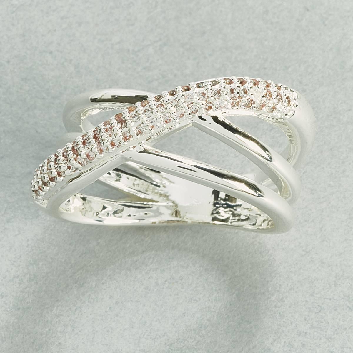 Ashley Cooper(tm) Silver-Tone Wrap Ring with Clear CZ Pave Stones