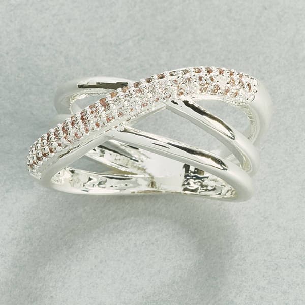 Ashley Cooper(tm) Silver-Tone Wrap Ring with Clear CZ Pave Stones - image 