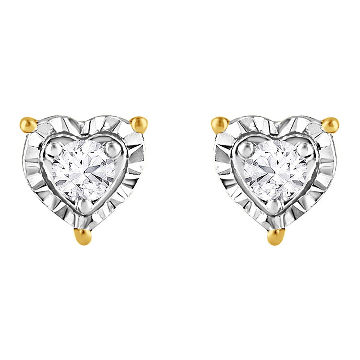 Nova Star™ Yellow Gold Lab Grown Diamond Heart Stud Earings