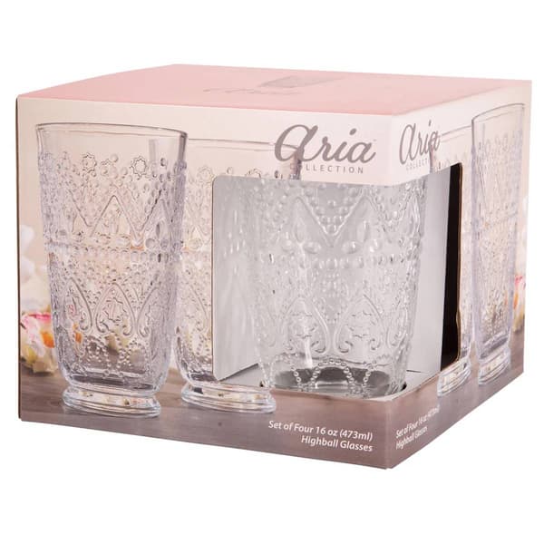 Home Essentials Aria Clear High Ball Glasses - Set of 4