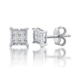 Diamond Classics(tm) Sterling Silver 1/4ctw. Quad Earrings