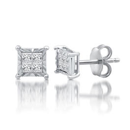 Diamond Classics&#40;tm&#41; Sterling Silver 1/4ctw. Quad Earrings