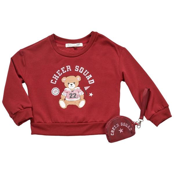 Girls (4-6x) BTween(R) Cheer Squad Teddy Bear Fleece Lined Crew
