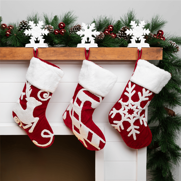 Northlight Reindeer Embroidered Christmas Stockings - Set of 3 - image 