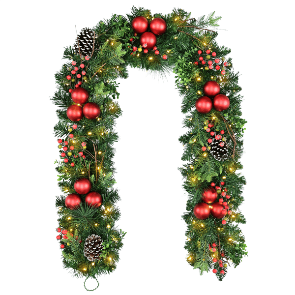 Puleo International 6ft. LED Pinecone & Berries Adorned Garland - image 