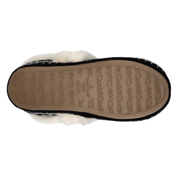 Womens Cuddl Duds® Twist Knit Faux Fur Collar Slippers