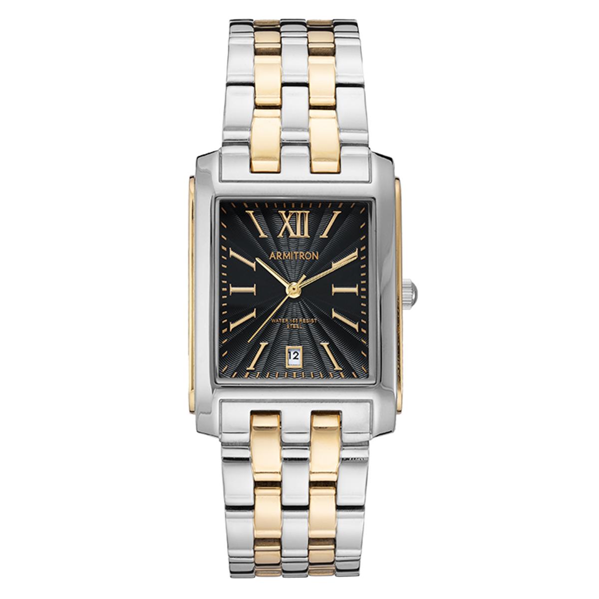 Mens Armitron Textured Sunray Dial Dress Watch - 20-5499BKTT