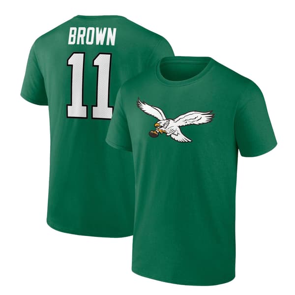 Mens Fanatics Eagles Brown &#40;11&#41; Classic Throwback Solid Tee