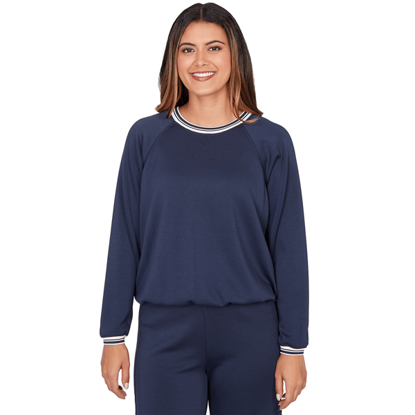 Petite Ruby Rd. Jetsetter Ultra Knit Bubble Hem Pullover Top - image 