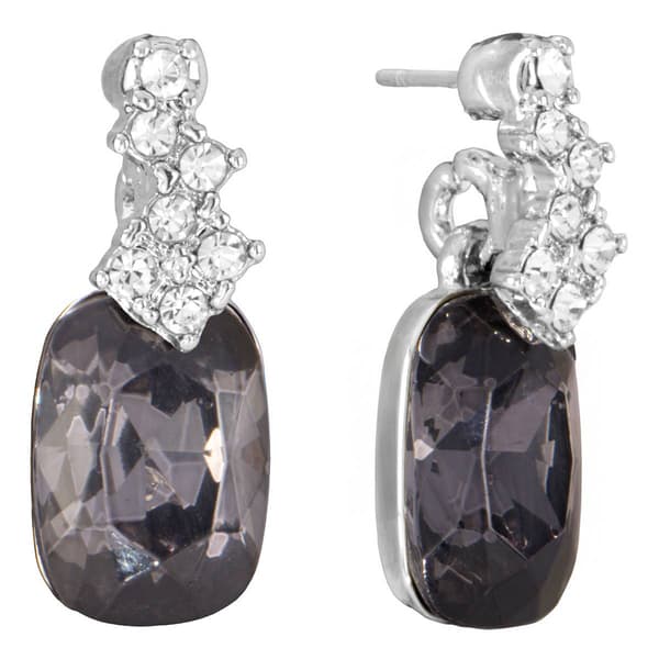 Athra Silver Plated Smokey Grey Crystal Drop Stud Earrings - image 