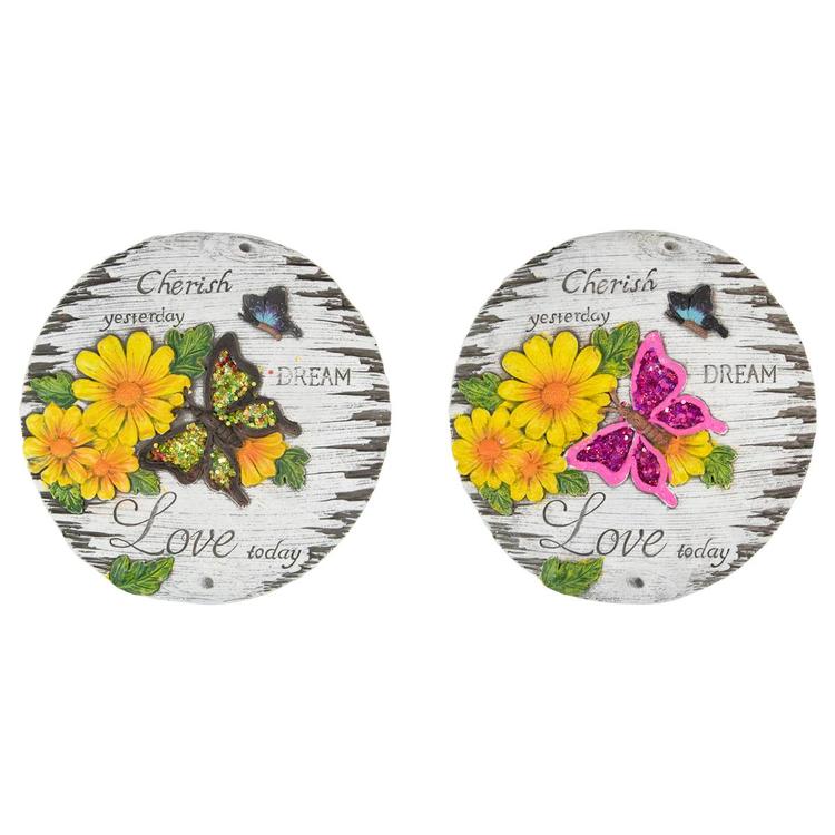Northlight Seasonal Love Today Floral Garden Stones - Set of 2