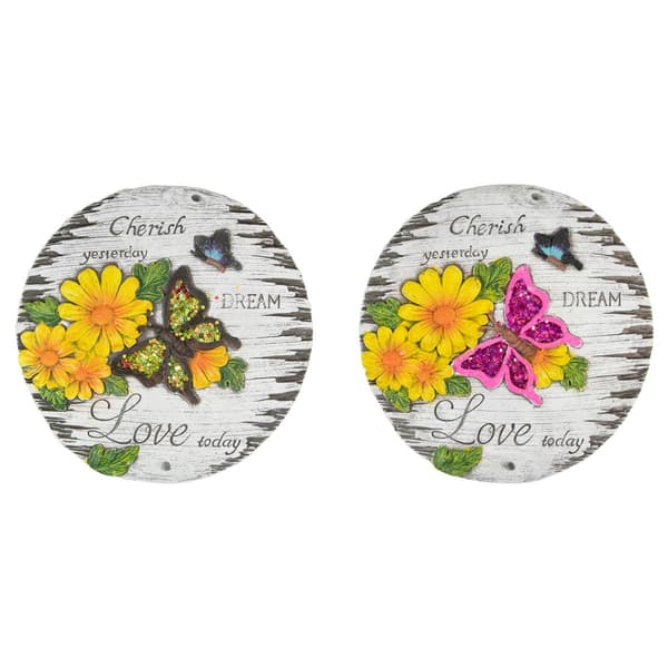 Northlight Seasonal Love Today Floral Garden Stones - Set of 2