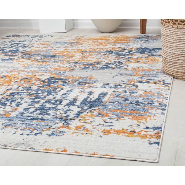 Rugs America&#8482; Prescott Sapphire Gold Splatter Transitional Rug
