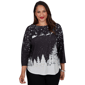 Plus Size Ruby Rd. Happy Holidays Santa''s Sleigh Scenic Tee - image 1