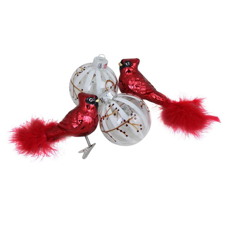 Northlight Seasonal 4pc. Glitter Cardinal Shaped Glass Ornaments