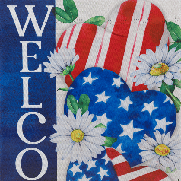 Northlight Stars and Stripes Hearts "Welcome" Garden Flag