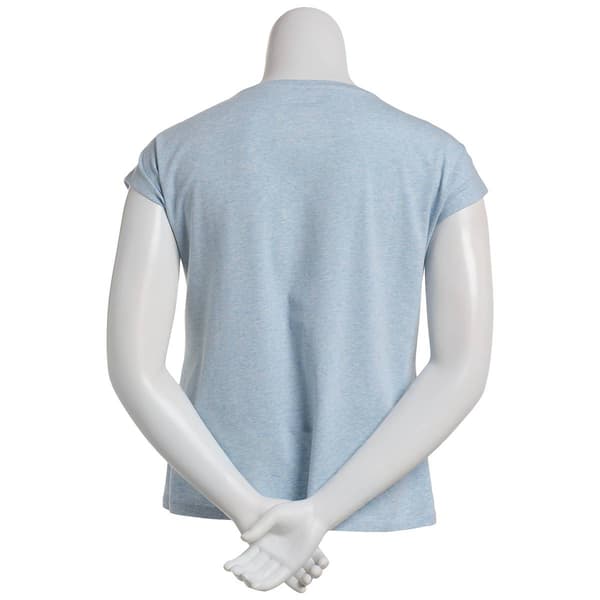 Womens New York Laundry Cap Sleeve Embellished Hibiscus Tee
