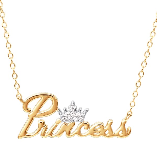 Disney Sterling Silver Gold-Plated Princess 18in. Necklace - image 