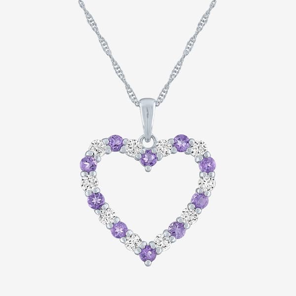Gemstone Classics(tm) Amethyst & Lab Created Sapphire Heart Pendant - image 
