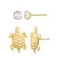 10kt. Turtle & CZ Stud Earring Set - image 1