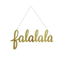 National Tree 19in. FALALALA Metal Sign w/ Gold Finish
