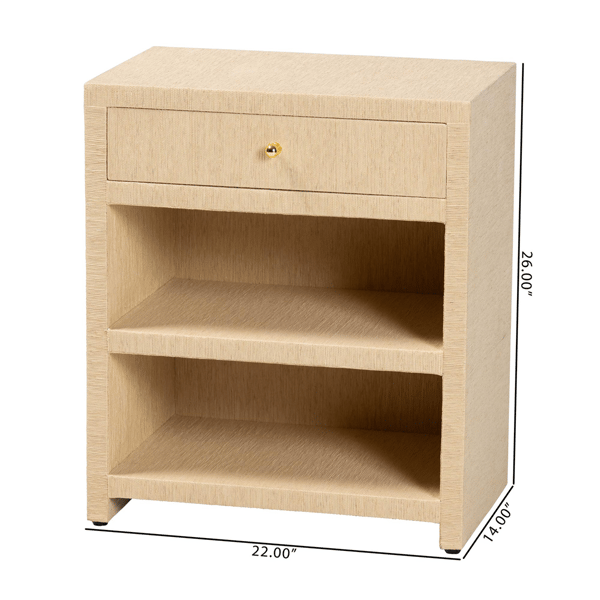 bali & pari William Grasscloth 1-Drawer Nightstand with Shelves