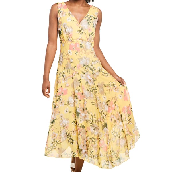 Womens Connected Apparel Sleeveless Floral Surplice Dress