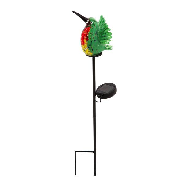 Evergreen 23in. Hummingbird Solar Art Glass Garden Stake - image 