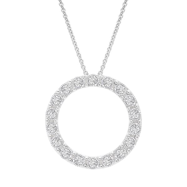 Diamond Classics(tm) Sterling Silver 1/10ctw. Circle Pendant - image 