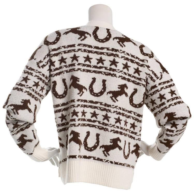 Juniors No Comment Mossy Western Button Front Cardigan - Gardenia