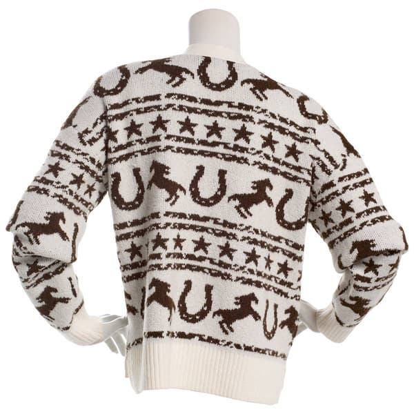Juniors No Comment Mossy Western Button Front Cardigan - Gardenia