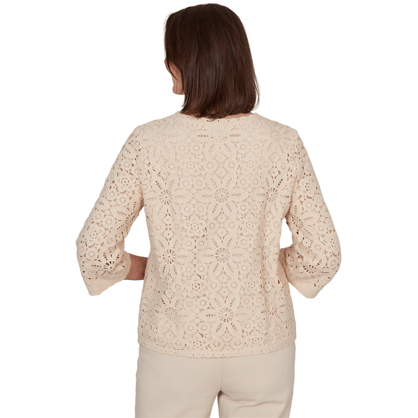 Petite Alfred Dunner Camden Market Floral Crochet Blouse