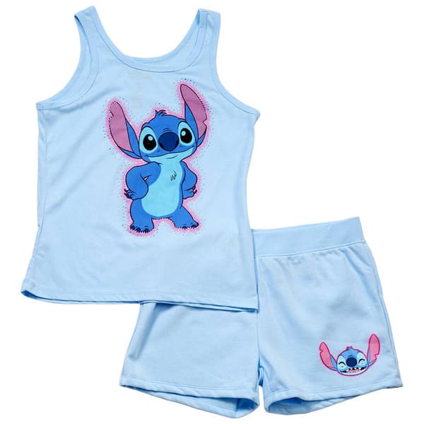 Girls (7-16) Disney Lilo & Stitch Rhinestone Tee & Shorts Set - image 