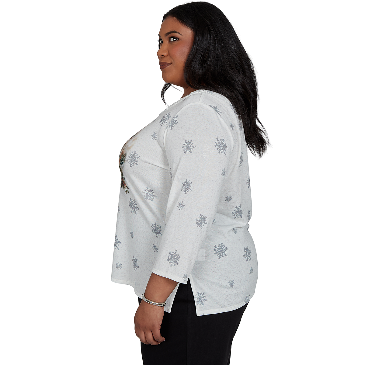 Plus Size Alfred Dunner Classics Shimmering Snowman Tee