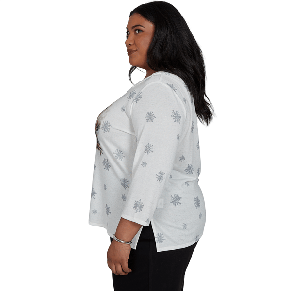 Plus Size Alfred Dunner Classics Shimmering Snowman Tee
