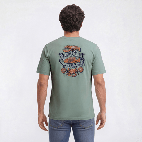 Mens IZOD® Blue Cliff Crab Short Sleeve Tee