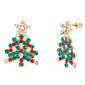 Christmas Tree Drop Earrings with Multi Color Glass Stones - image 2